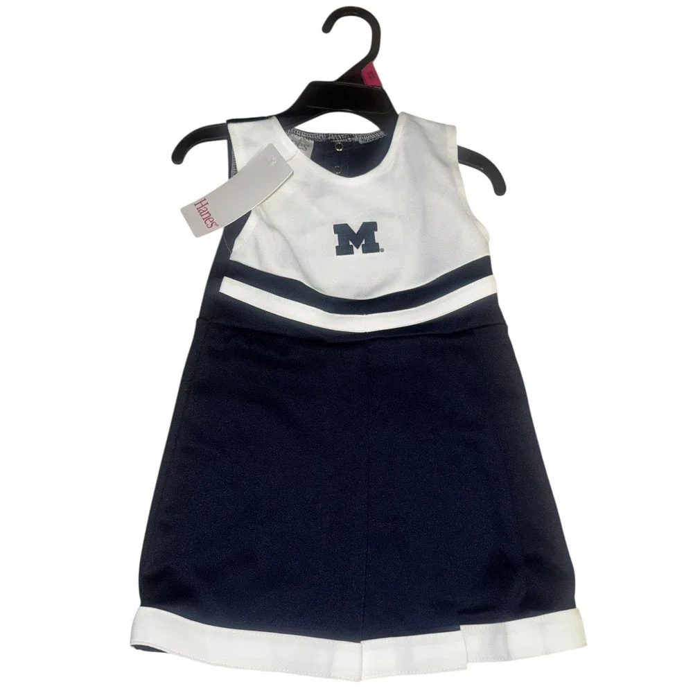 Michigan Wolverines Cheerleader Dress Kids Sleeveless Football Game Day 12 Month